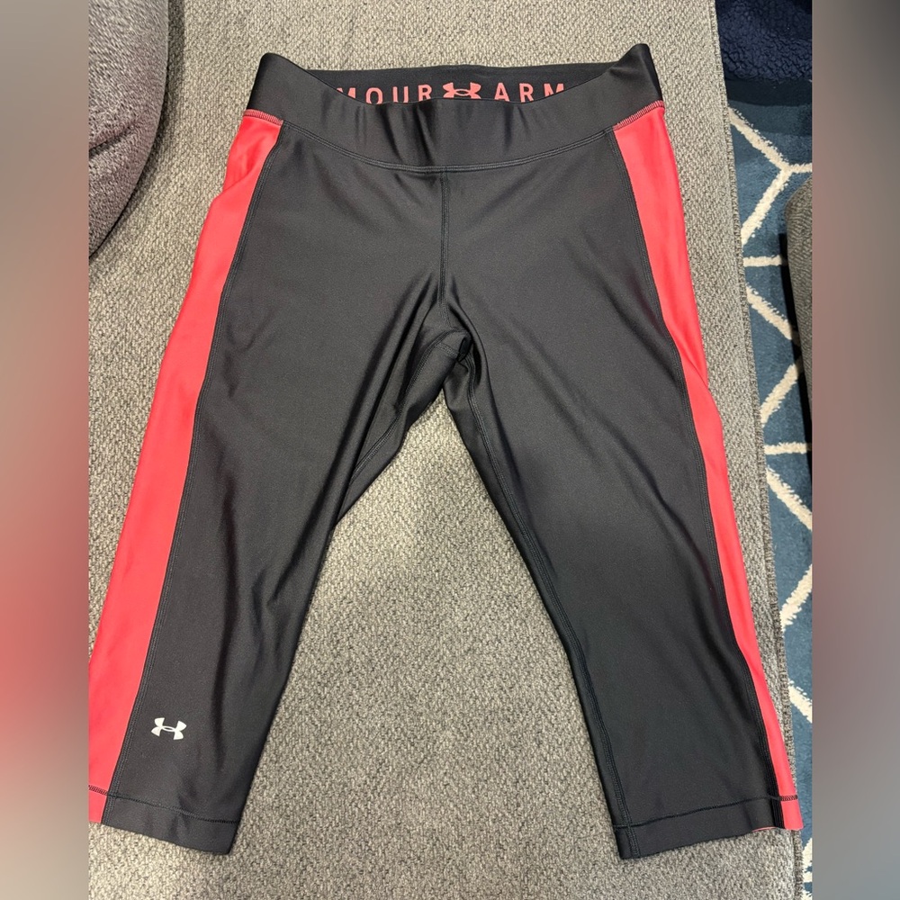 Under Armour Black and Orange Heat Gear Compression Leggings